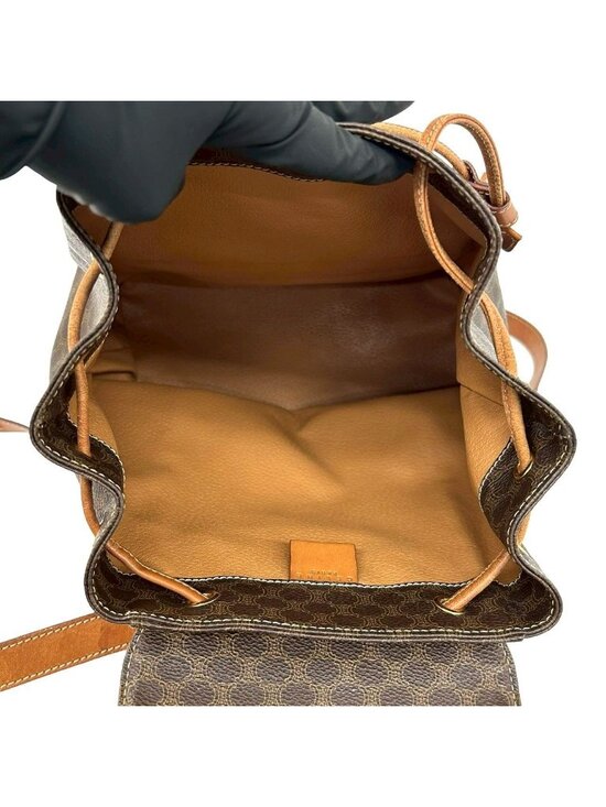 Celine Vintage Macadam Blason Pattern Leather Backpack Brown main image 8